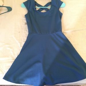 Blue dress with cut outs on the back